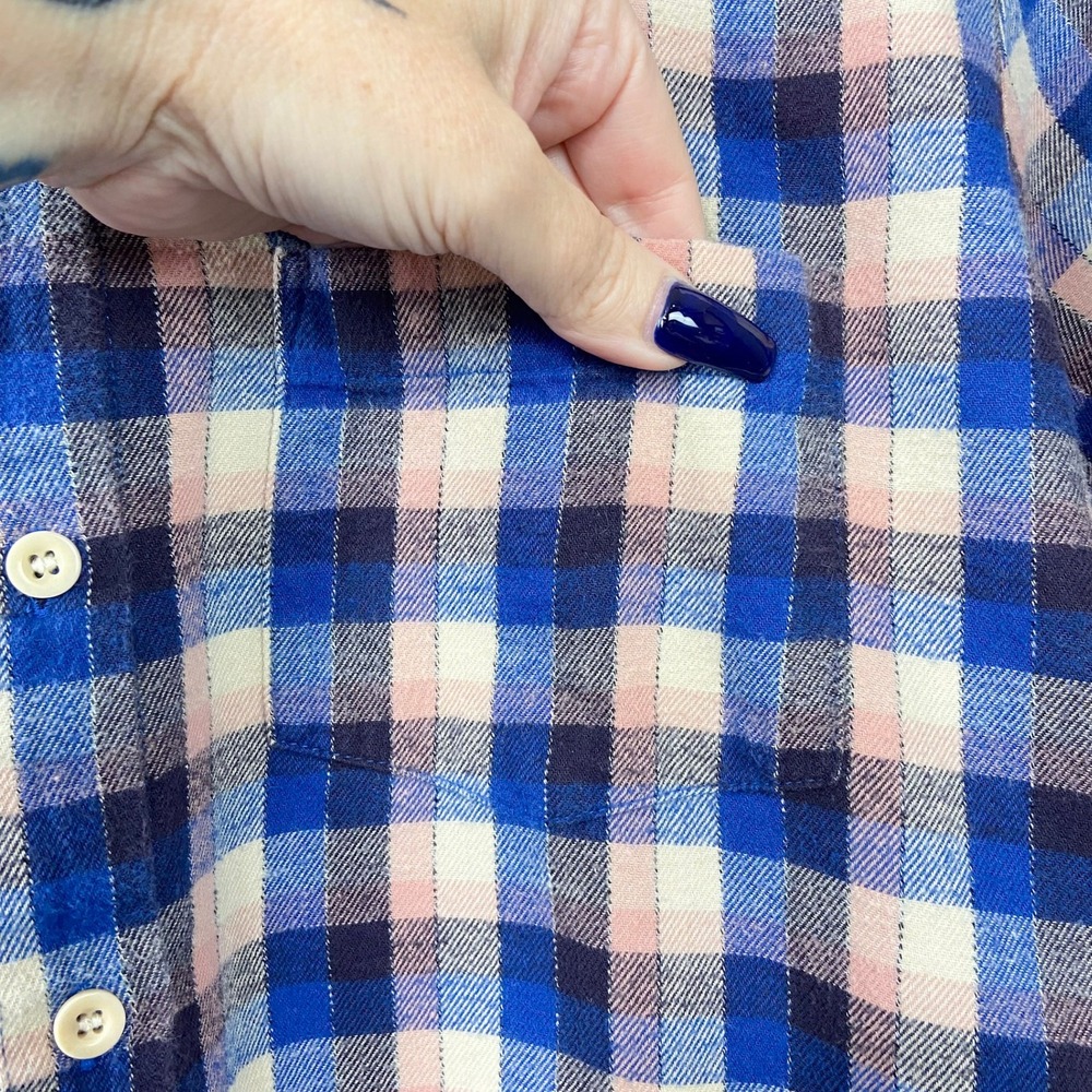 Madewell Flannel Sunday Shirt Size S Button Up Blue Pink Plaid Cabincore Western - Picture 5 of 15